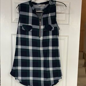Stylish Plaid Sleeveless Blouse